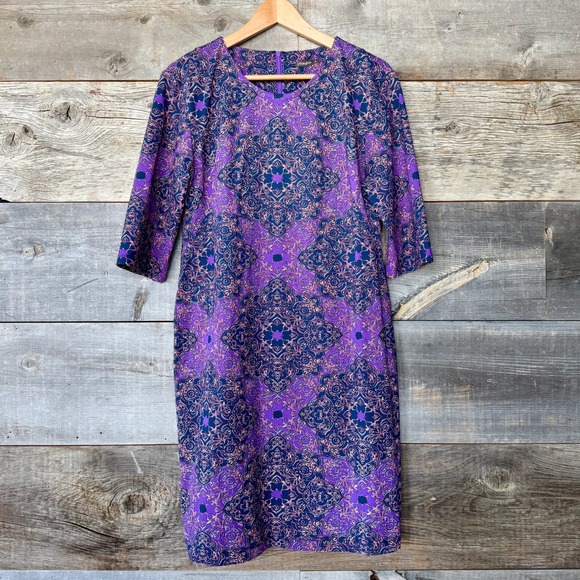 J.McLaughlin Dresses & Skirts - J.McLaughlin Catalina Cloth Astor Tile Sheath Dress XL Purple Stretch Travel